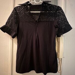 Anne Fontaine Charlie Lace Zip Polo Top Size 42
